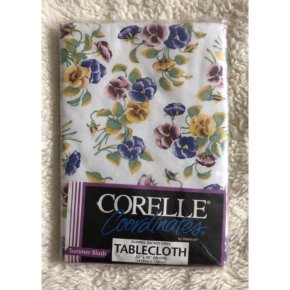 Corelle Summer Blush Tablecloth Oblong 52x70 Flannel Backed Vinyl New Old Stock